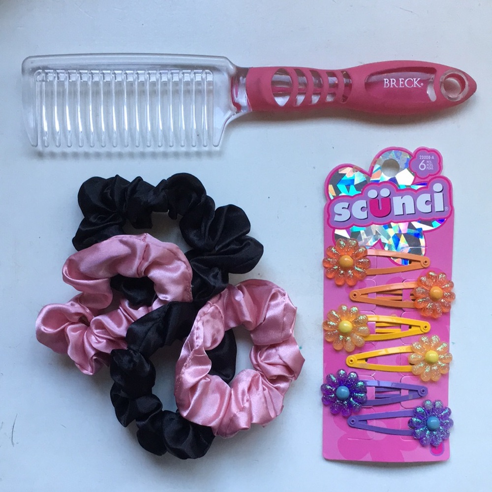 Scunci Girls Kids Hair Accessories Scrunchy Comb Pink Black Summer Clips